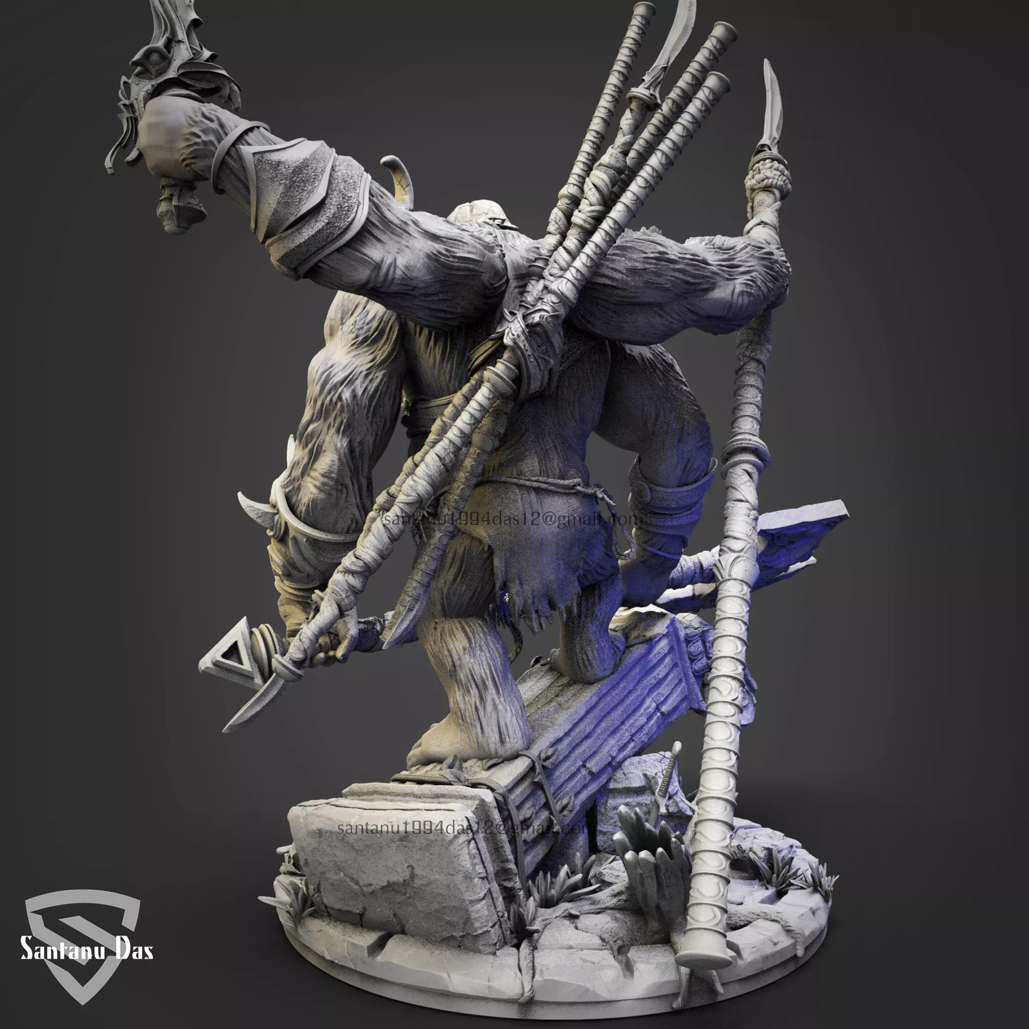 Monkey Warrior 3d Print STL 3D print model_4