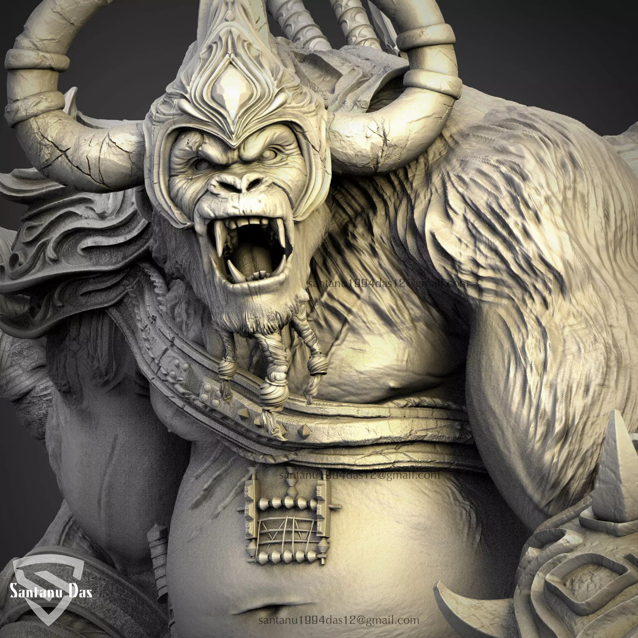 Monkey Warrior 3d Print STL 3D print model_6