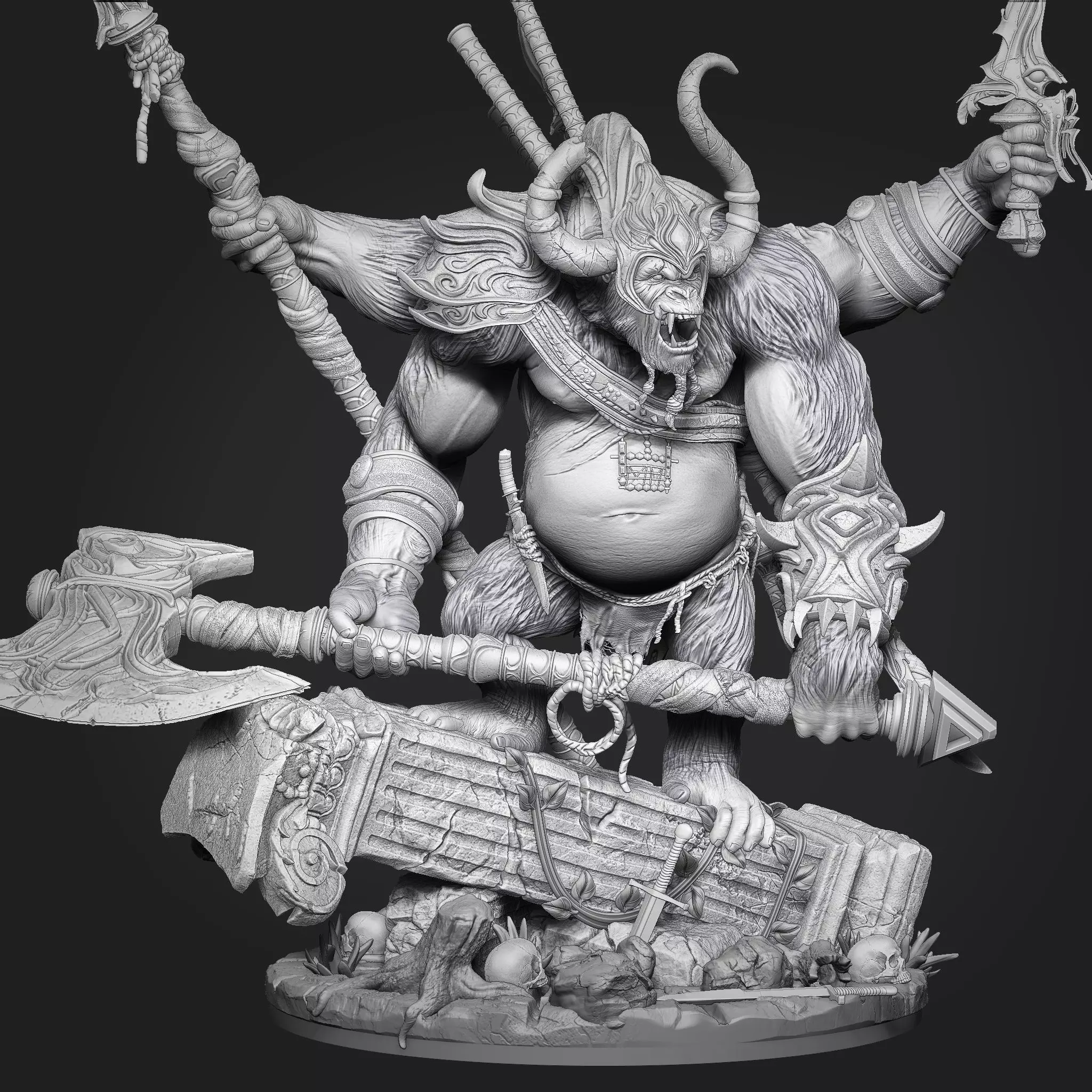 Monkey Warrior 3d Print STL 3D print model_9