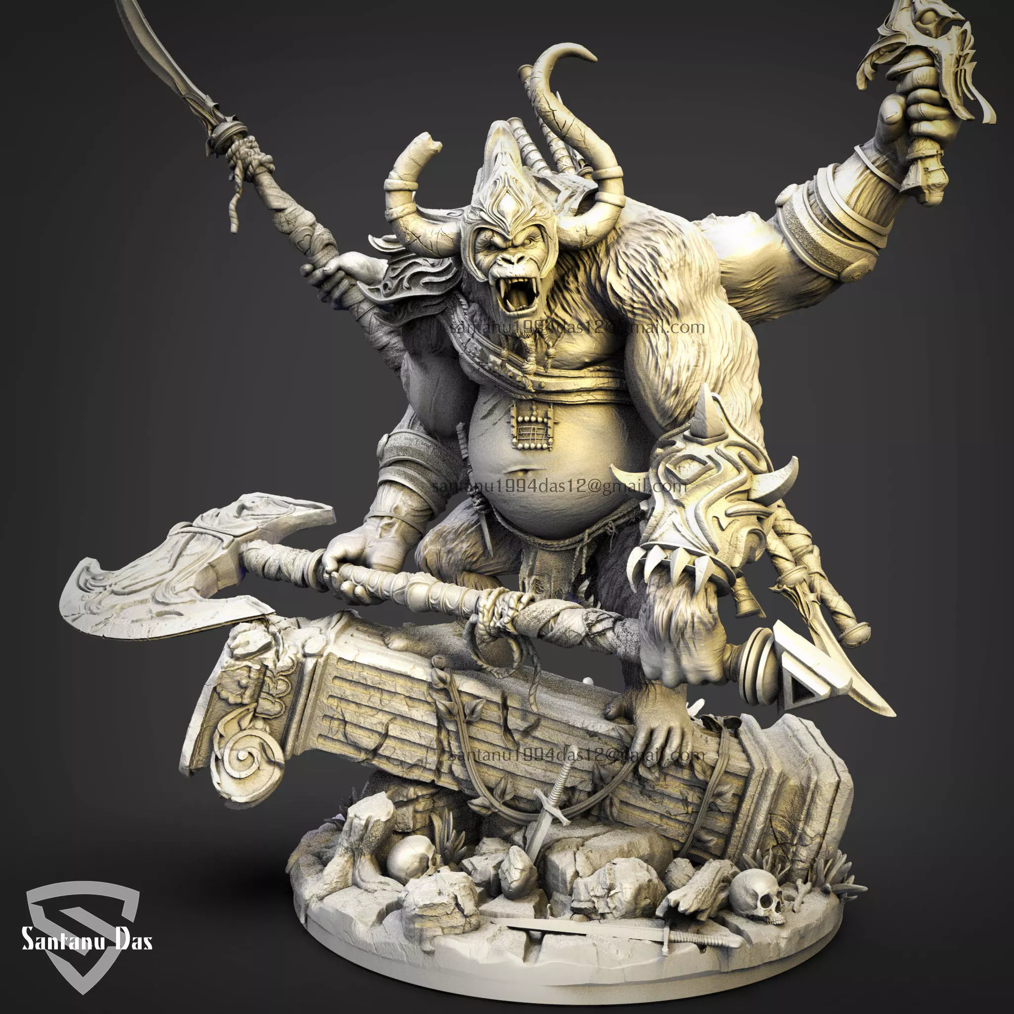 Monkey Warrior 3d Print STL 3D print model_1