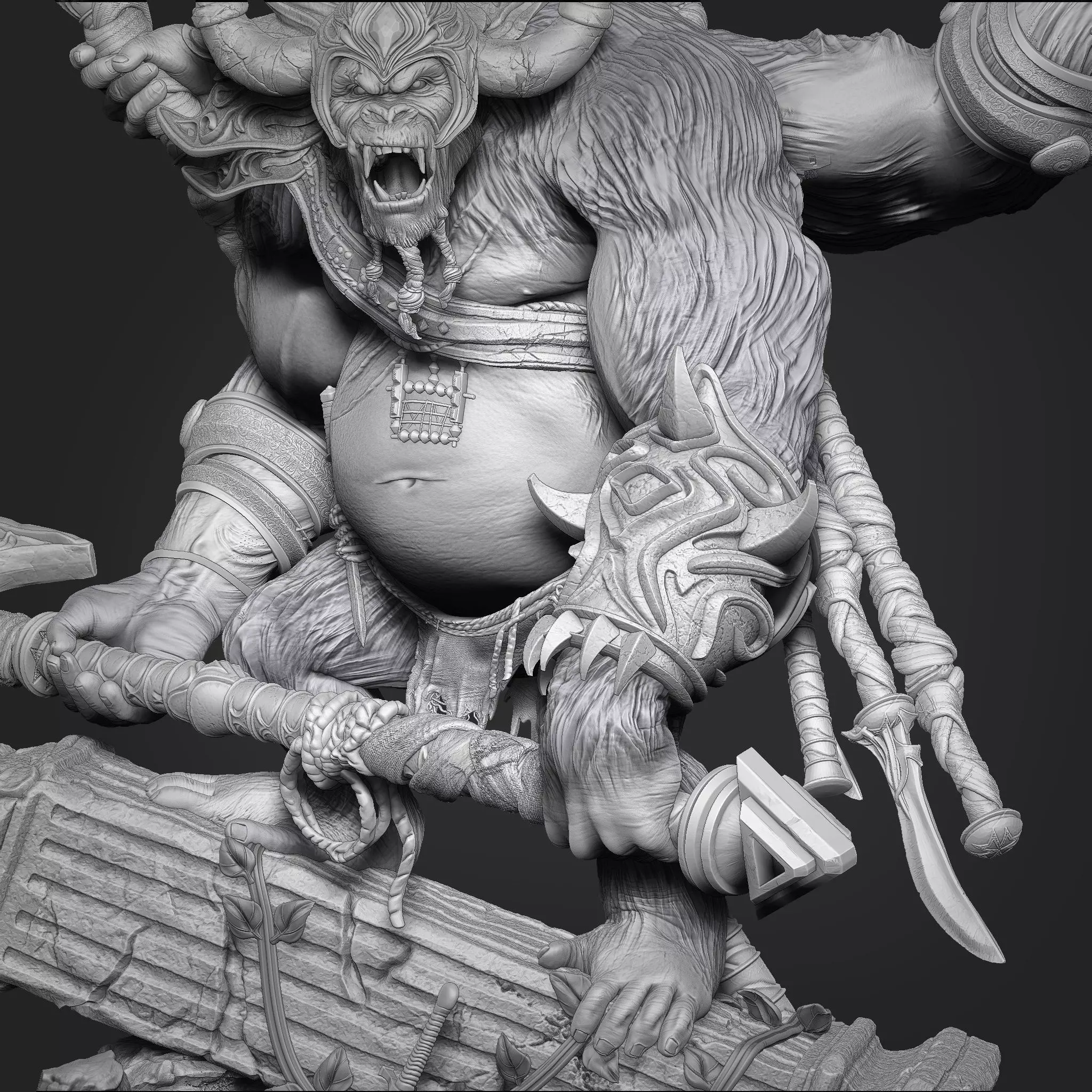 Monkey Warrior 3d Print STL 3D print model_15