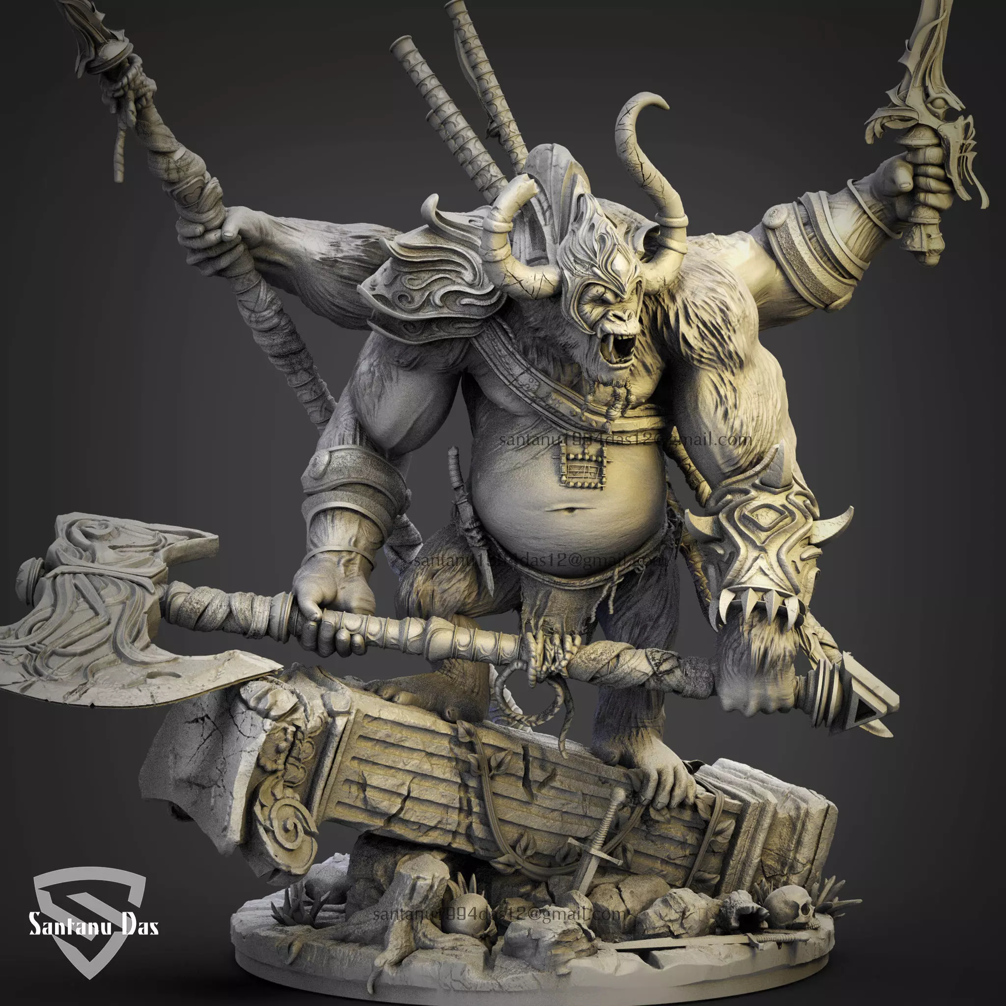 Monkey Warrior 3d Print STL 3D print model_0