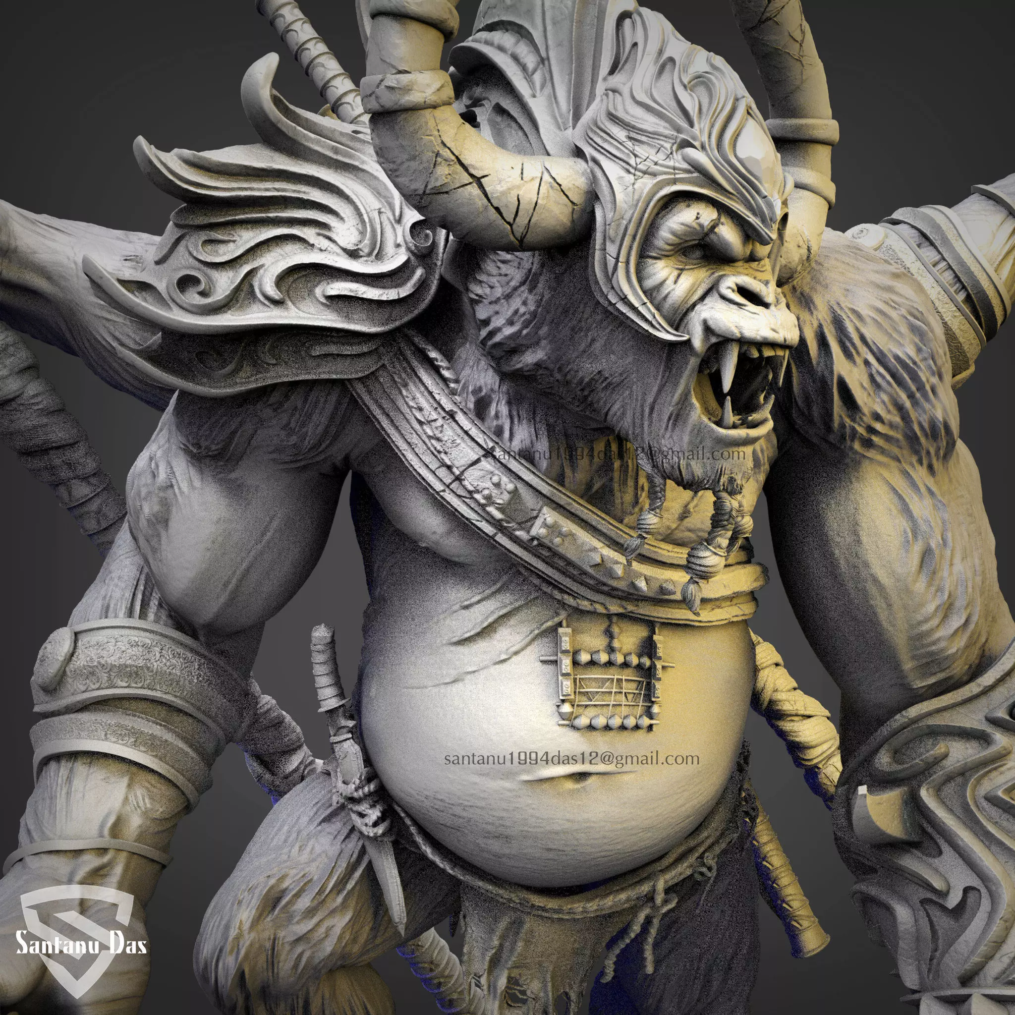 Monkey Warrior 3d Print STL 3D print model_2