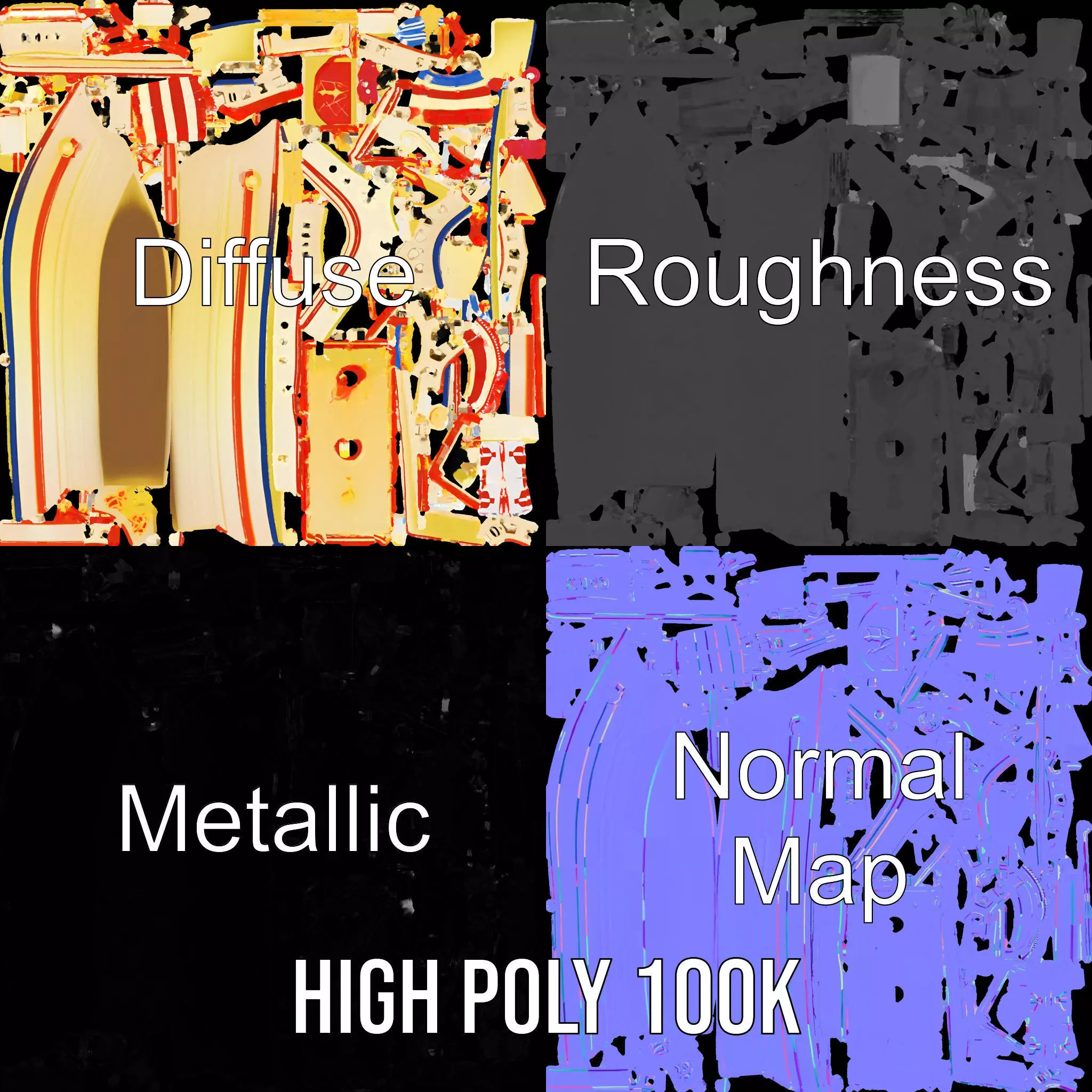 Colorful Toy Ship model pack Low-poly 3D model_4