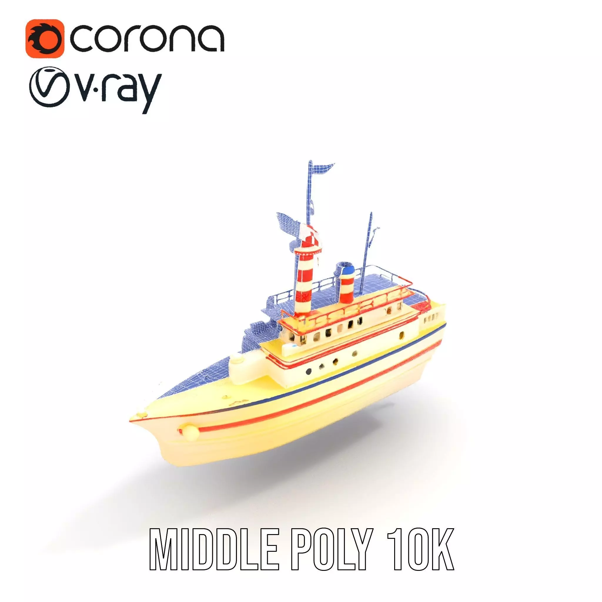 Colorful Toy Ship model pack Low-poly 3D model_6