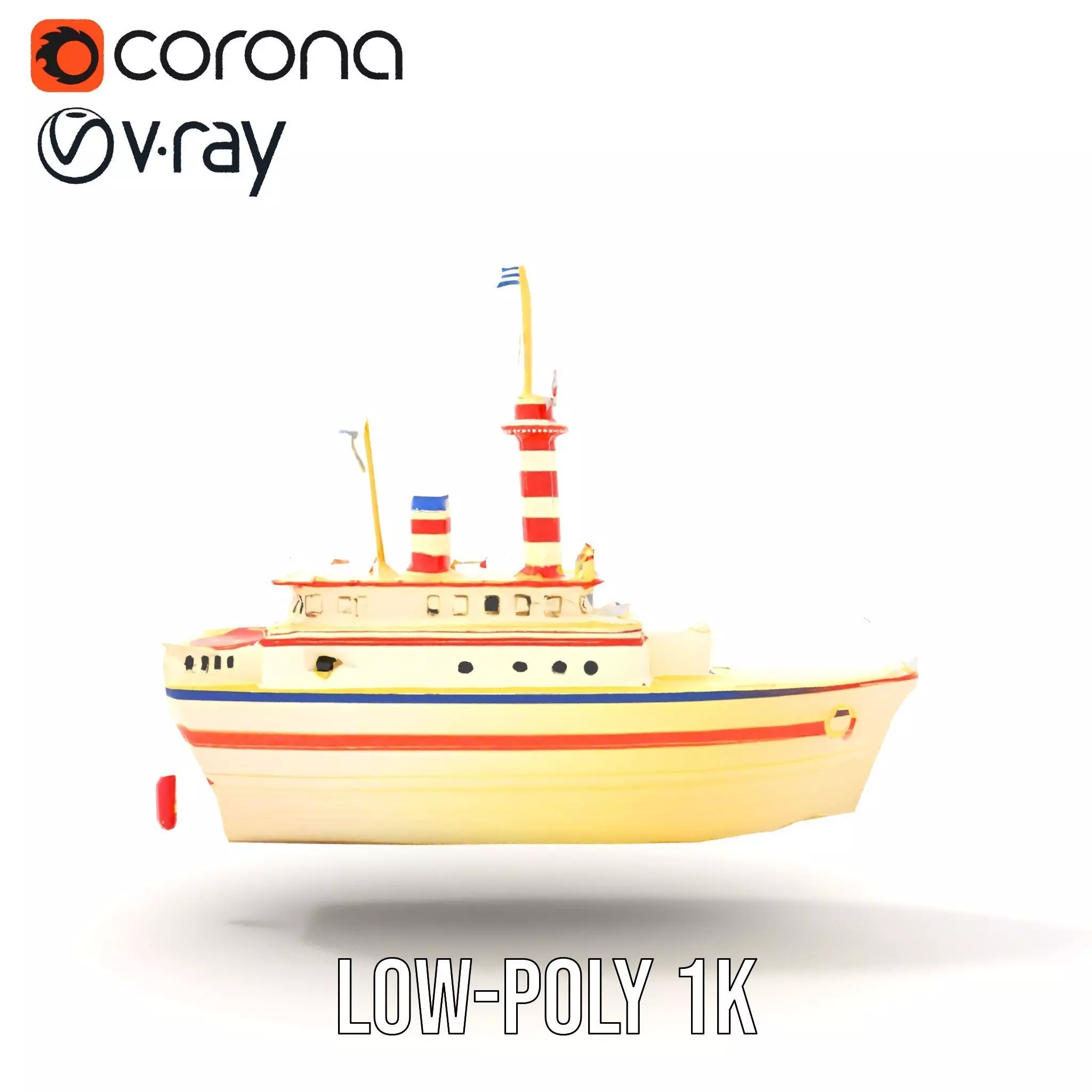 Colorful Toy Ship model pack Low-poly 3D model_8