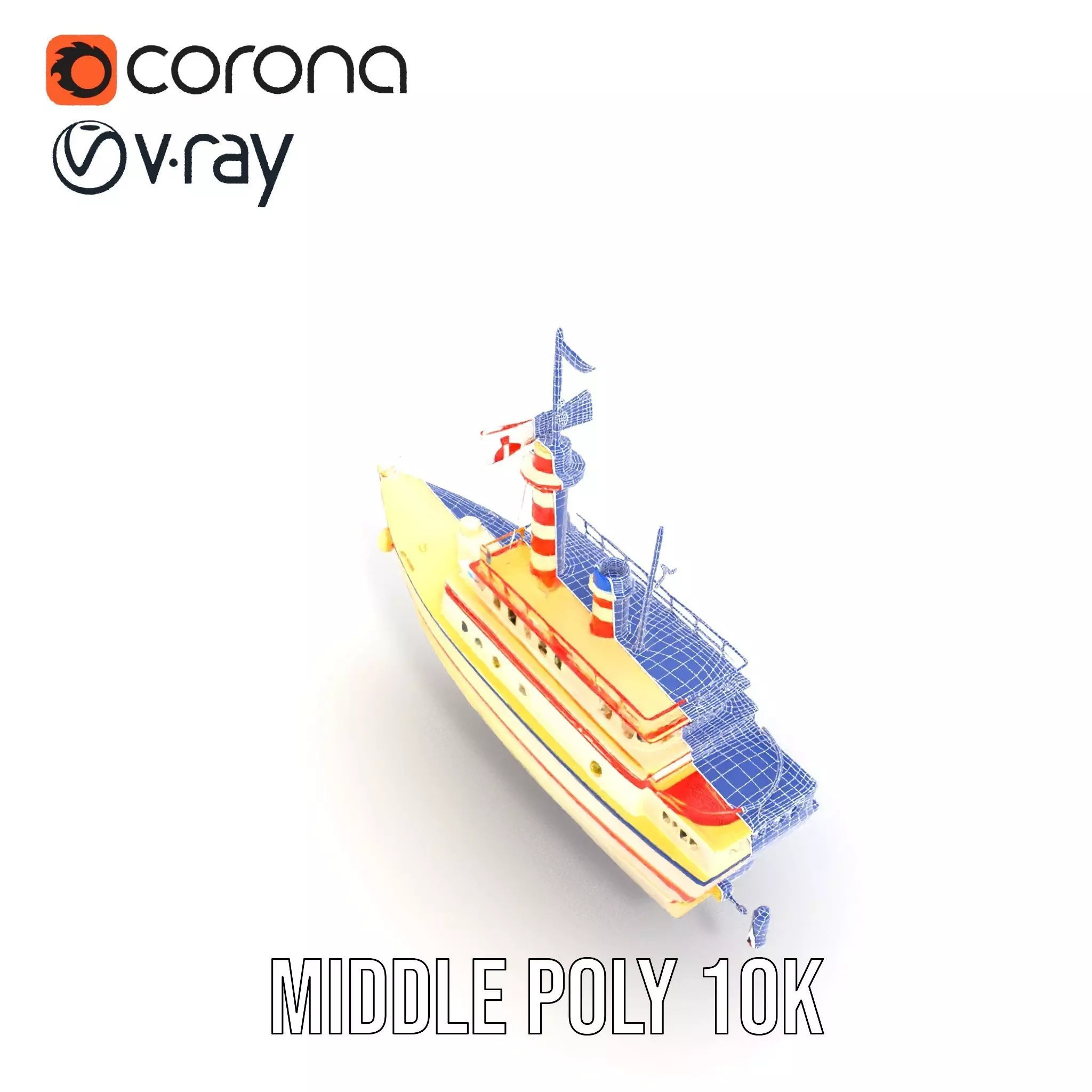 Colorful Toy Ship model pack Low-poly 3D model_18