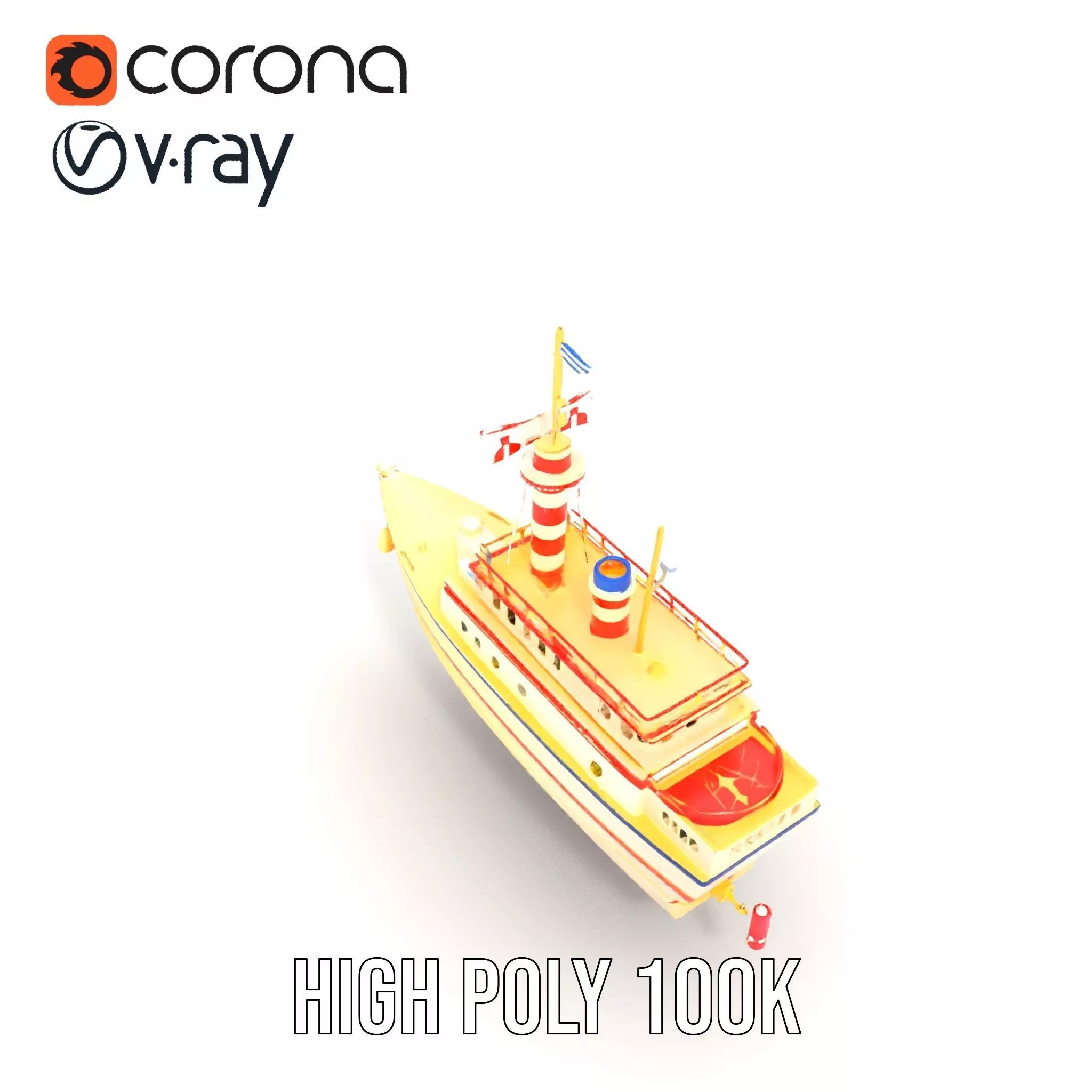 Colorful Toy Ship model pack Low-poly 3D model_10