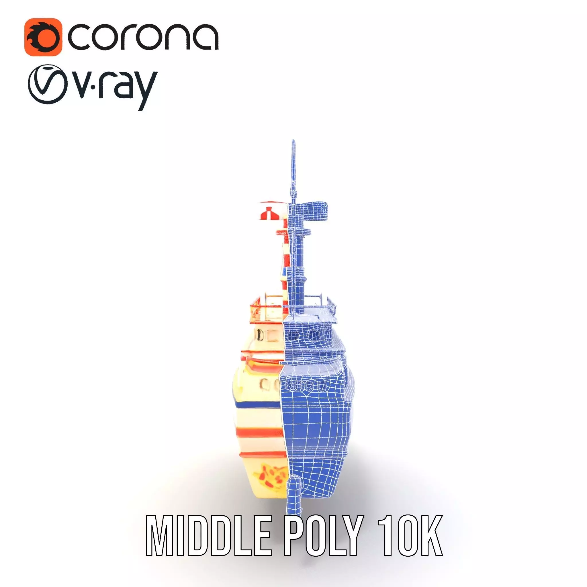 Colorful Toy Ship model pack Low-poly 3D model_11