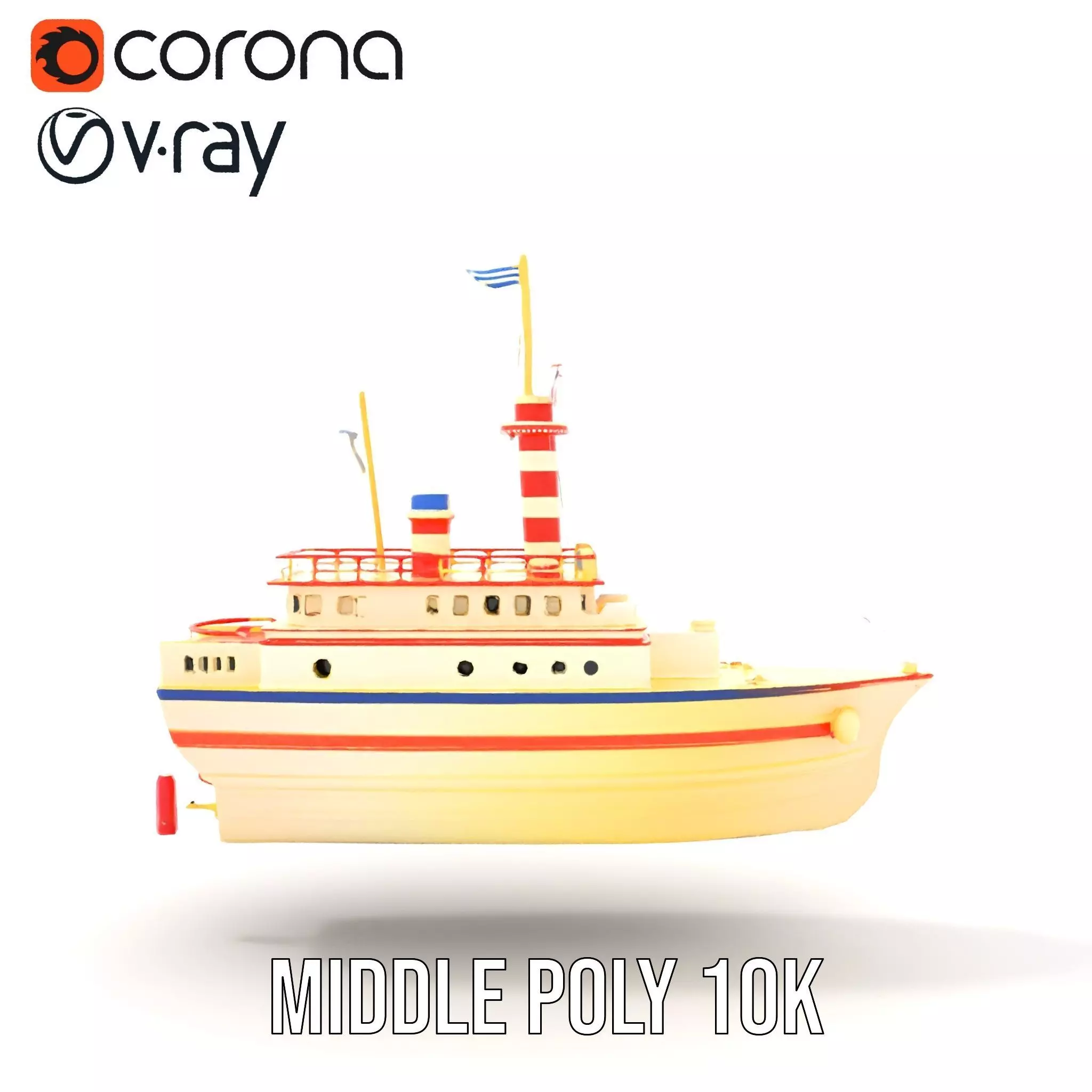 Colorful Toy Ship model pack Low-poly 3D model_7