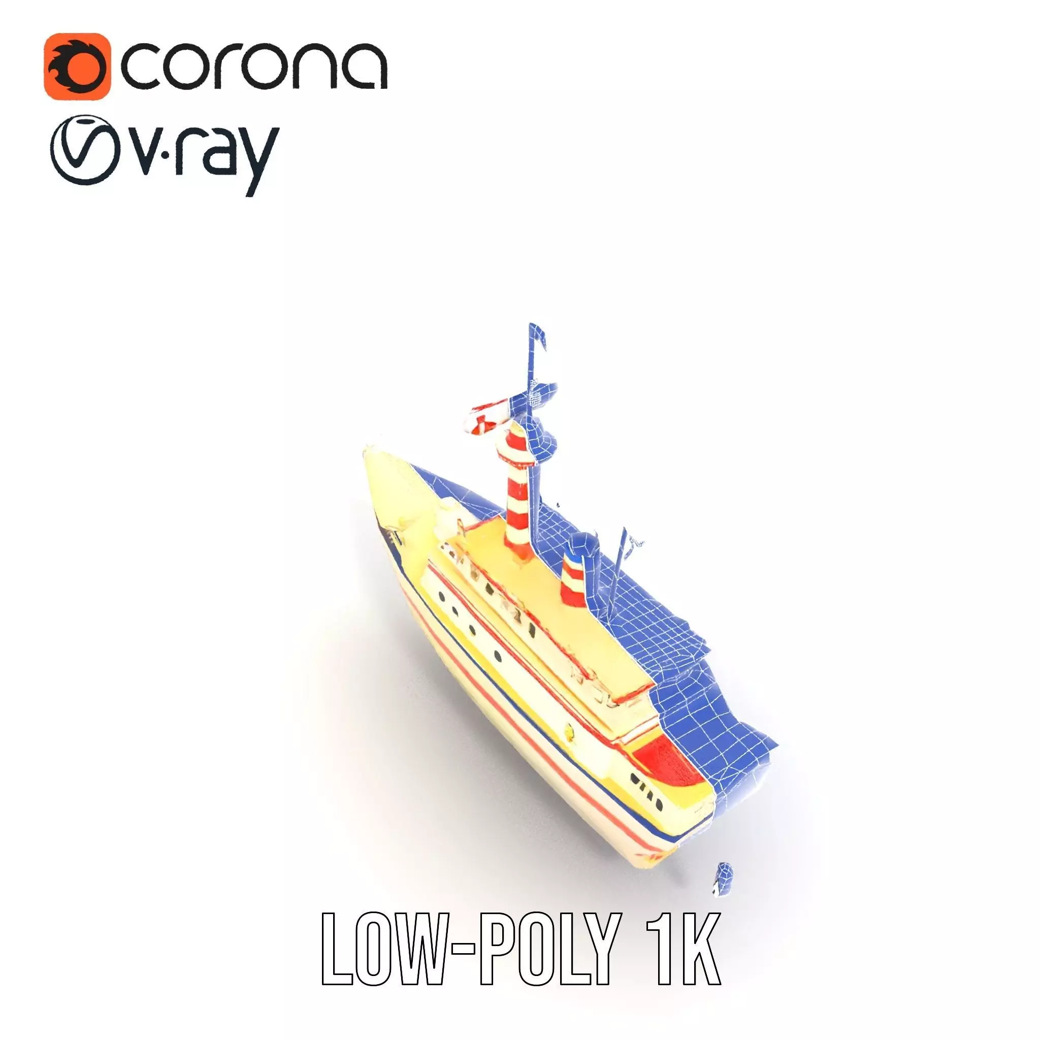 Colorful Toy Ship model pack Low-poly 3D model_19