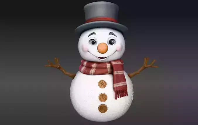Stylized Snowman Character 3D Model Joint Cartoon Winter