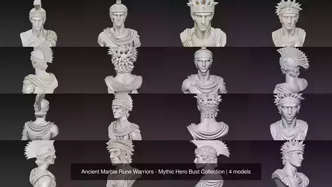 Ancient Marble Rune Warriors - Mythic Hero Bust Collection