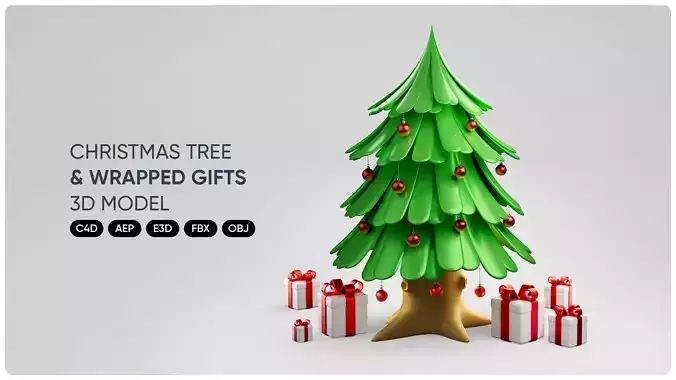 Christmas Tree with Wrapped Gifts for Element 3D And Cinema 4D