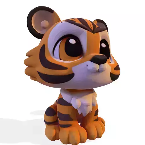 Adorable Low Poly Tiger Cub 3D Model