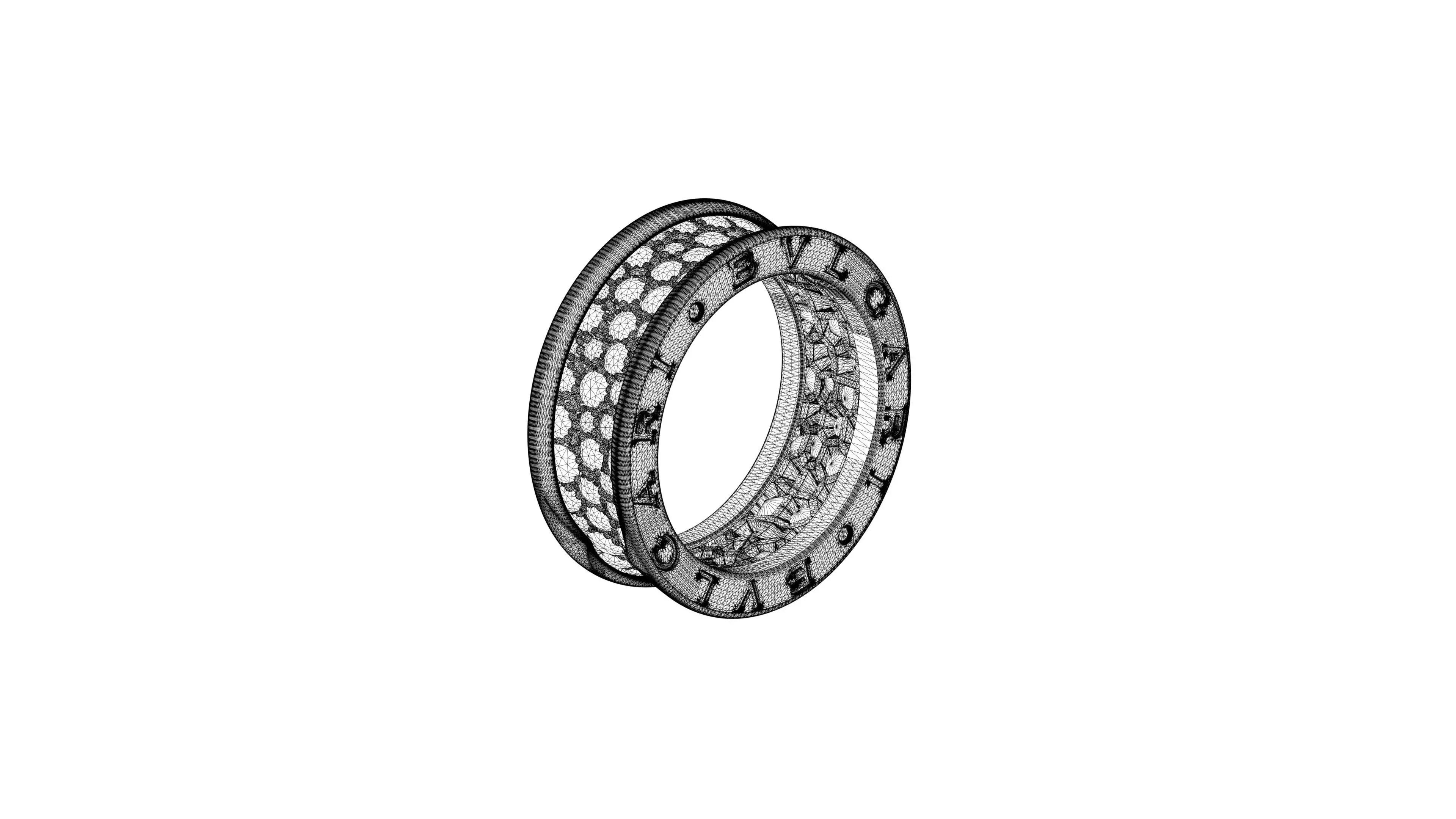 BULGARI - B ZERO 1 RING - TWO BAND WITH DIAMONDS  3D print model_4