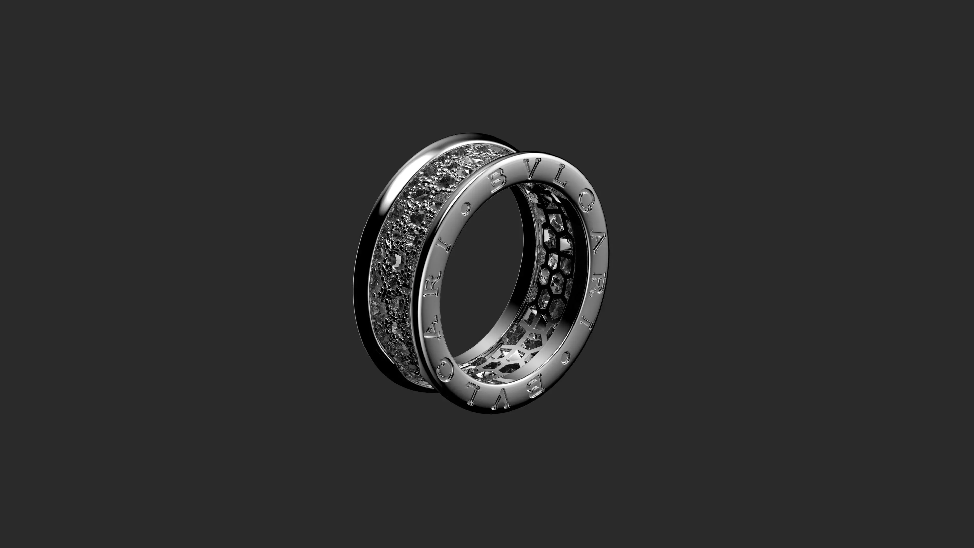 BULGARI - B ZERO 1 RING - TWO BAND WITH DIAMONDS  3D print model_0