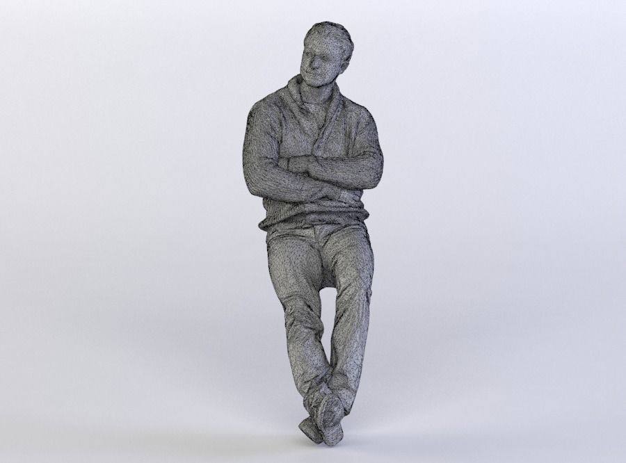 Ben 193 Man Sitting Arms Folded Legs Crossed 3D model_4