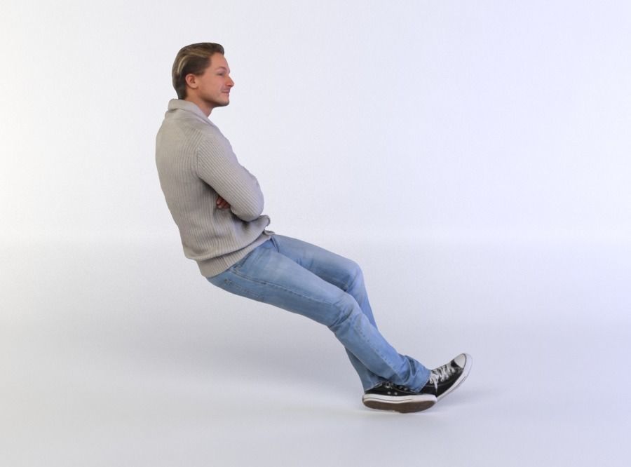 Ben 193 Man Sitting Arms Folded Legs Crossed 3D model_3