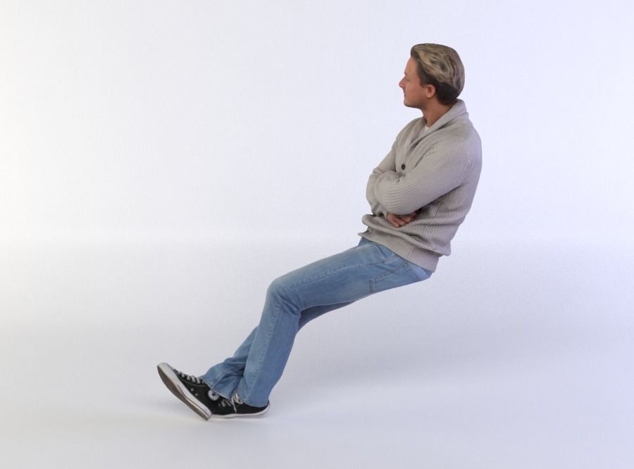 Ben 193 Man Sitting Arms Folded Legs Crossed 3D model_1