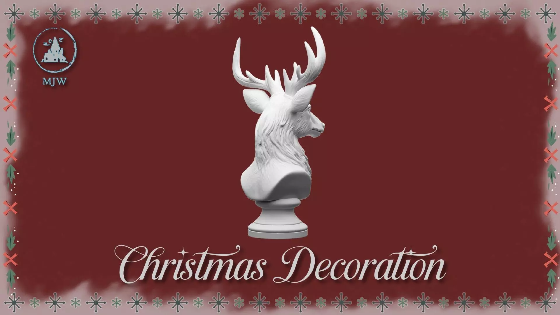 Christmas Miniature Set  Trumpet Candlesticks and Reindeer Bust 3D print model_10