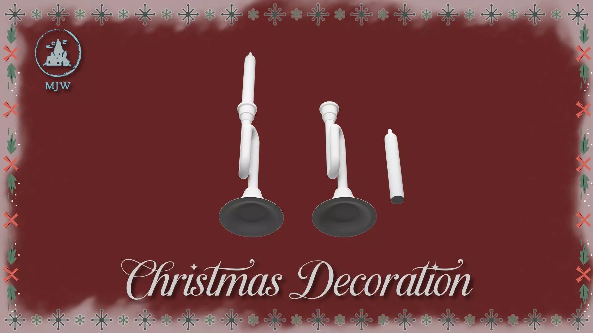 Christmas Miniature Set  Trumpet Candlesticks and Reindeer Bust 3D print model_17