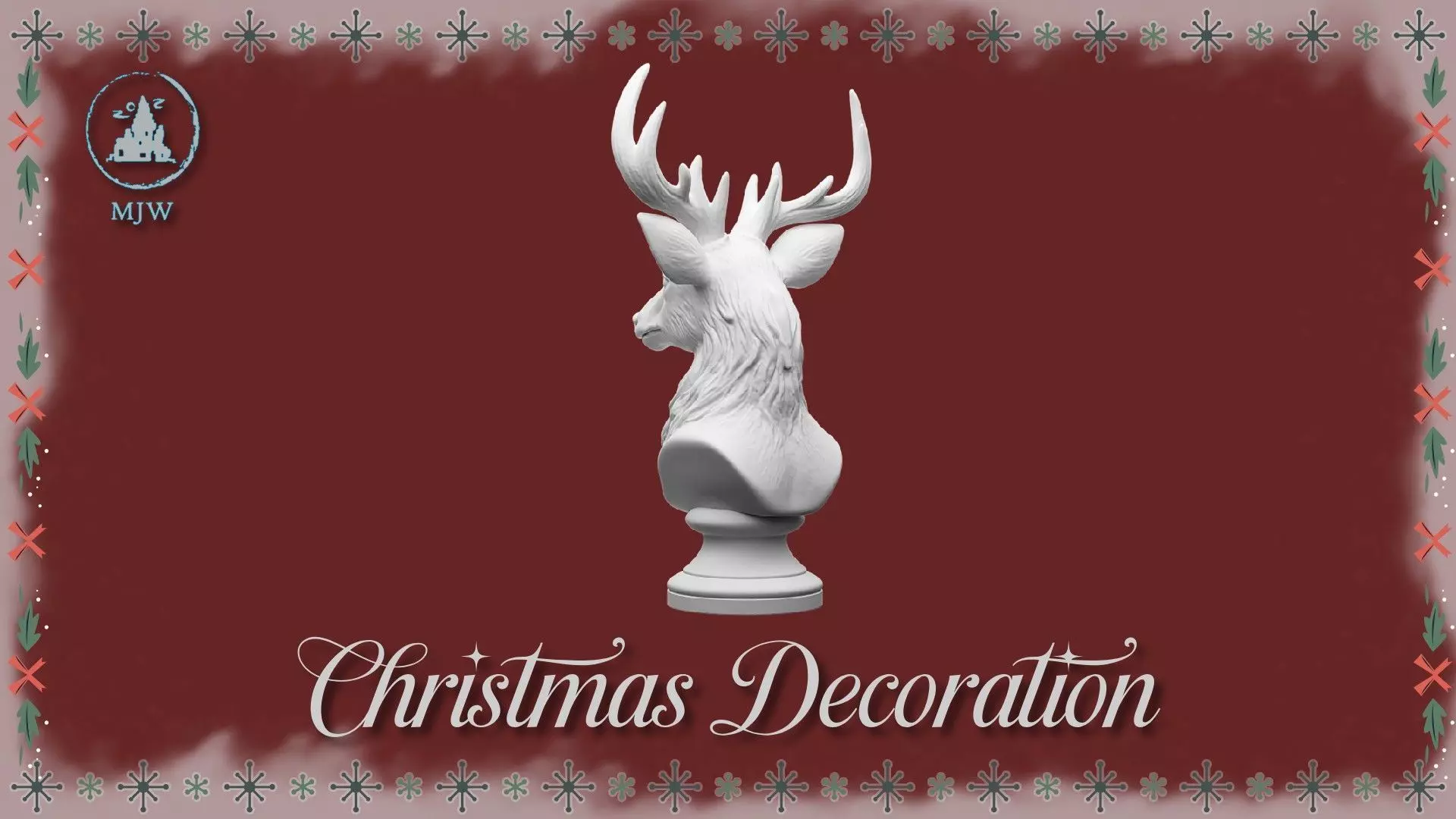 Christmas Miniature Set  Trumpet Candlesticks and Reindeer Bust 3D print model_12