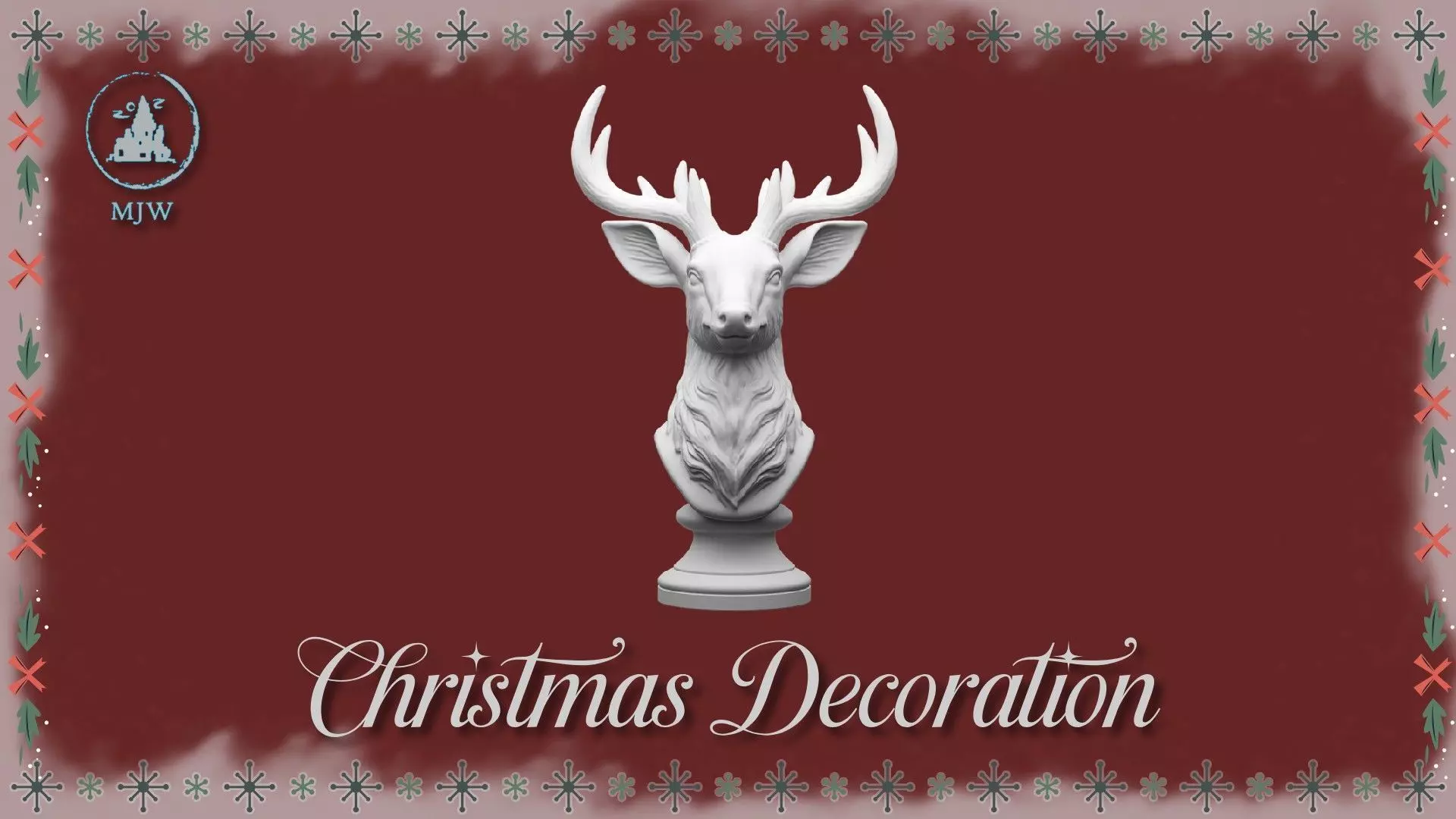 Christmas Miniature Set  Trumpet Candlesticks and Reindeer Bust 3D print model_7