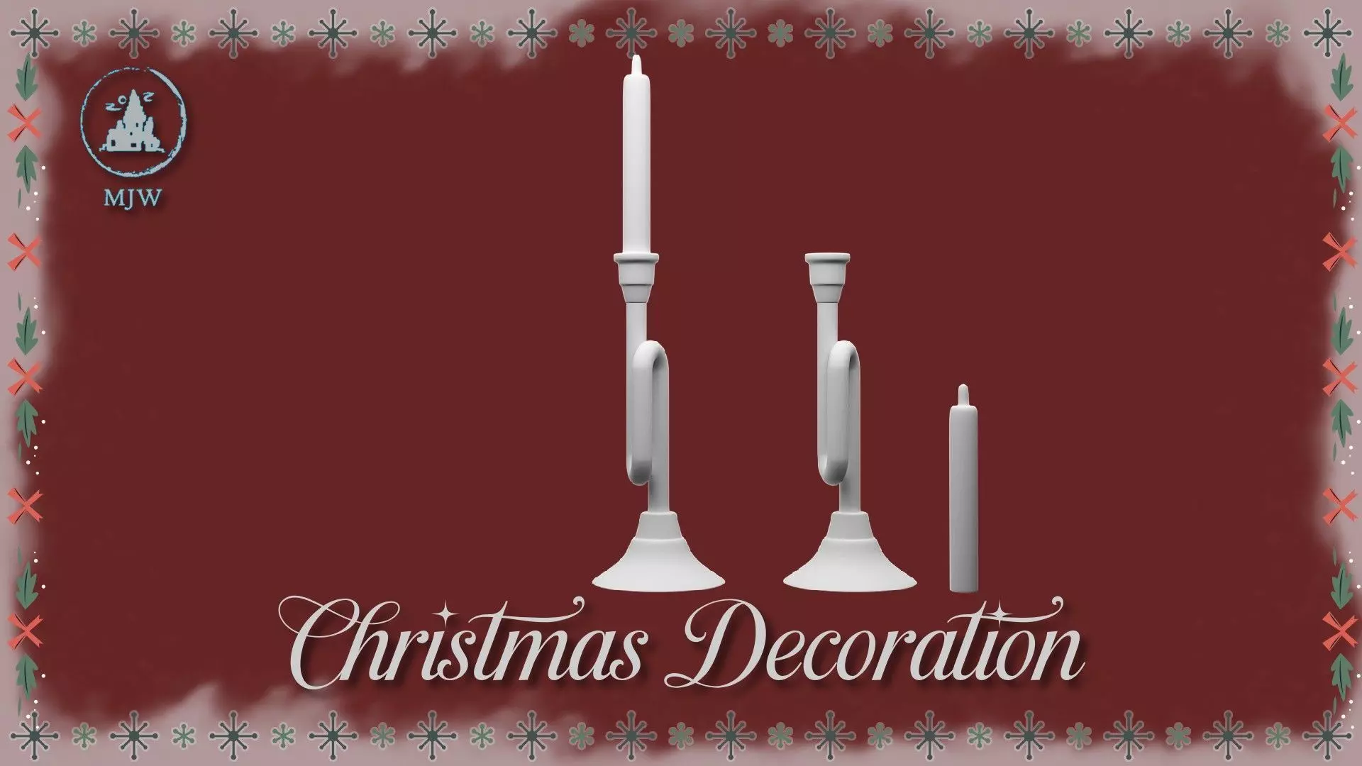 Christmas Miniature Set  Trumpet Candlesticks and Reindeer Bust 3D print model_13