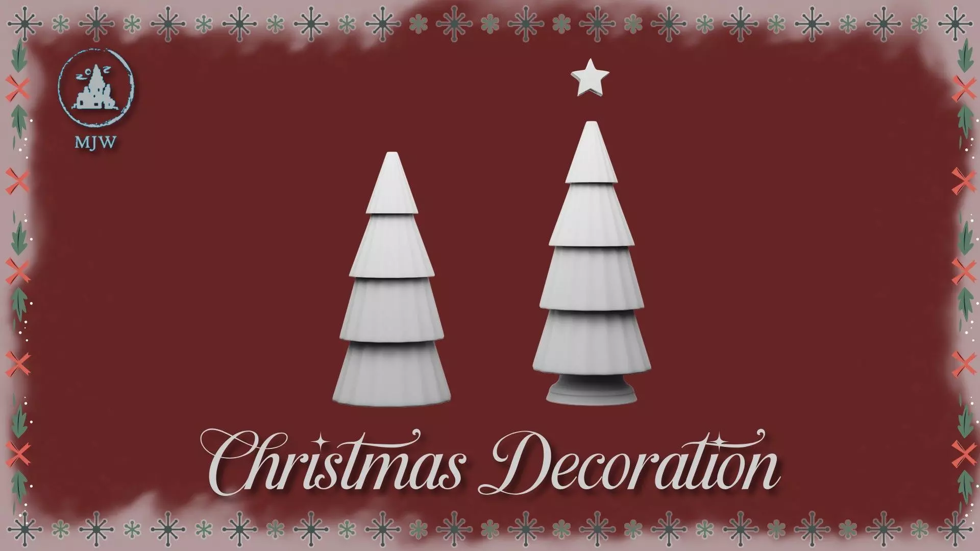 Christmas Miniature Set  Trumpet Candlesticks and Reindeer Bust 3D print model_18