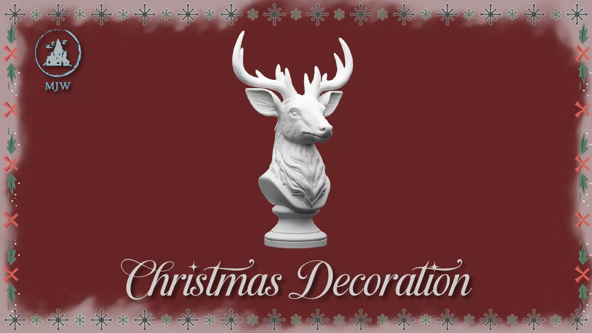 Christmas Miniature Set  Trumpet Candlesticks and Reindeer Bust 3D print model_9