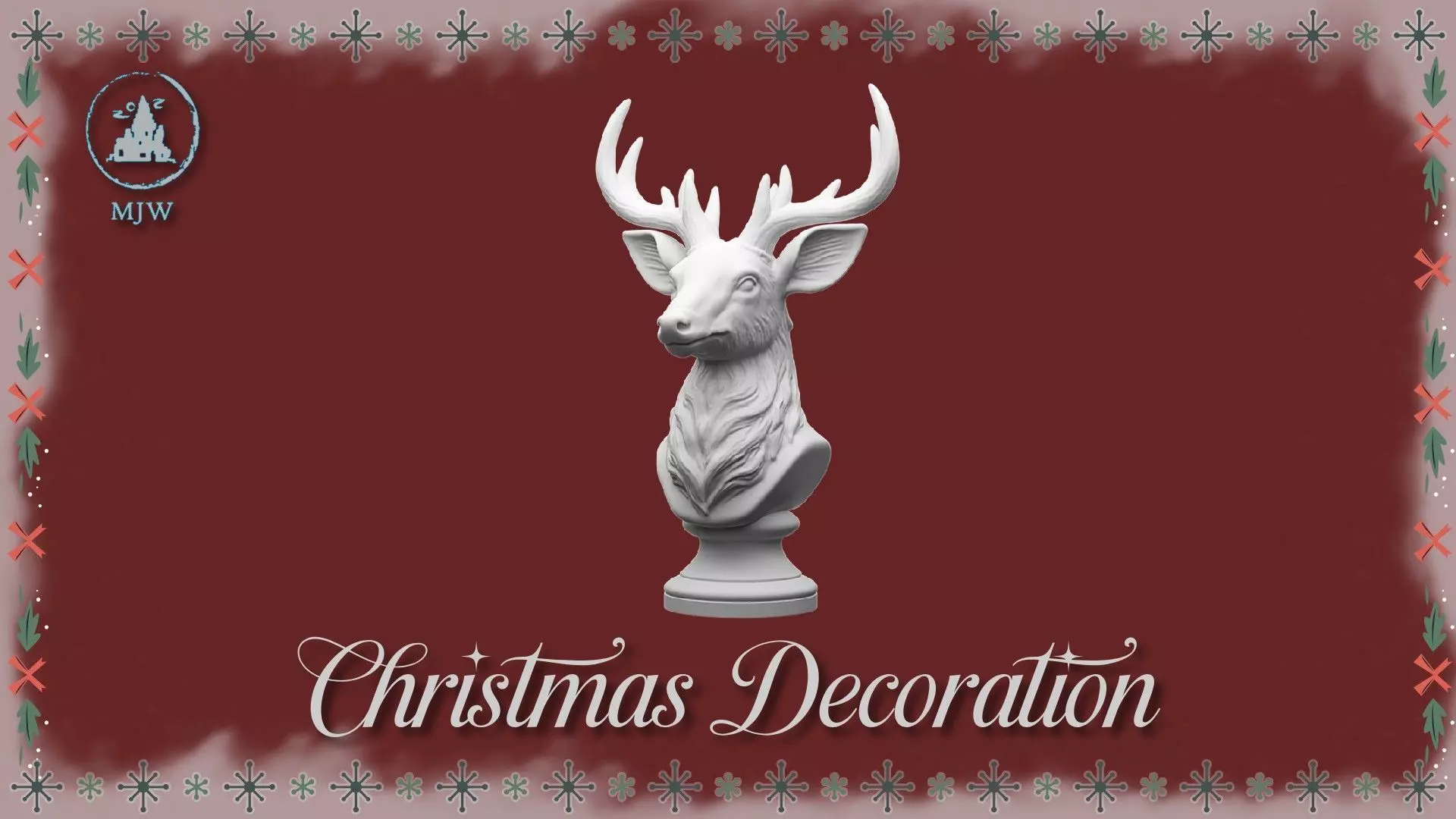 Christmas Miniature Set  Trumpet Candlesticks and Reindeer Bust 3D print model_8