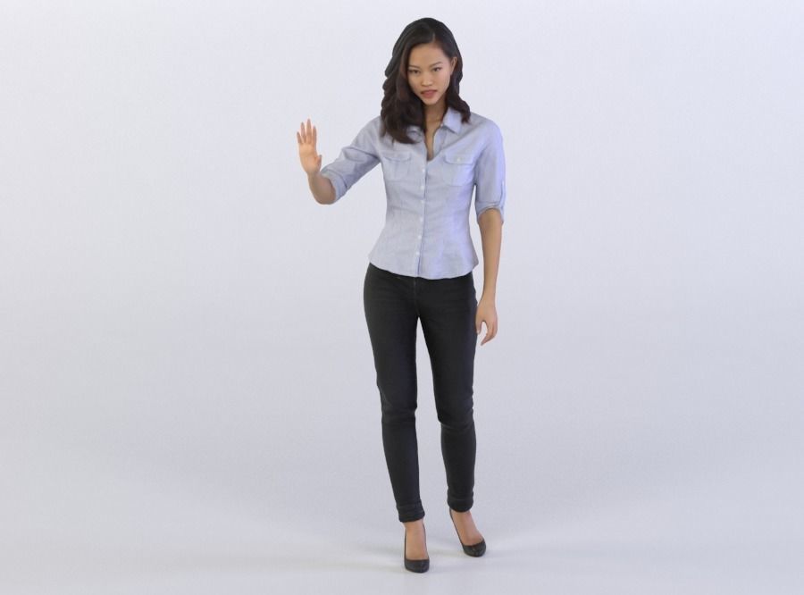 Mei 0352 Woman holding her hand up 3D model
