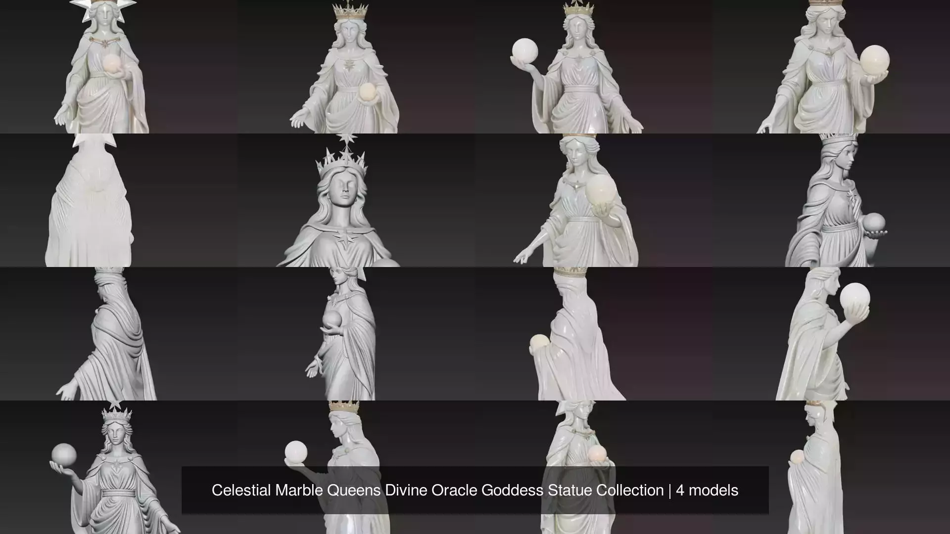 Celestial Marble Queens Divine Oracle Goddess Statue Collection _0