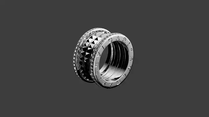 BULGARI - B ZERO 1 RING - FOUR BAND WITH DIAMOND BANDS