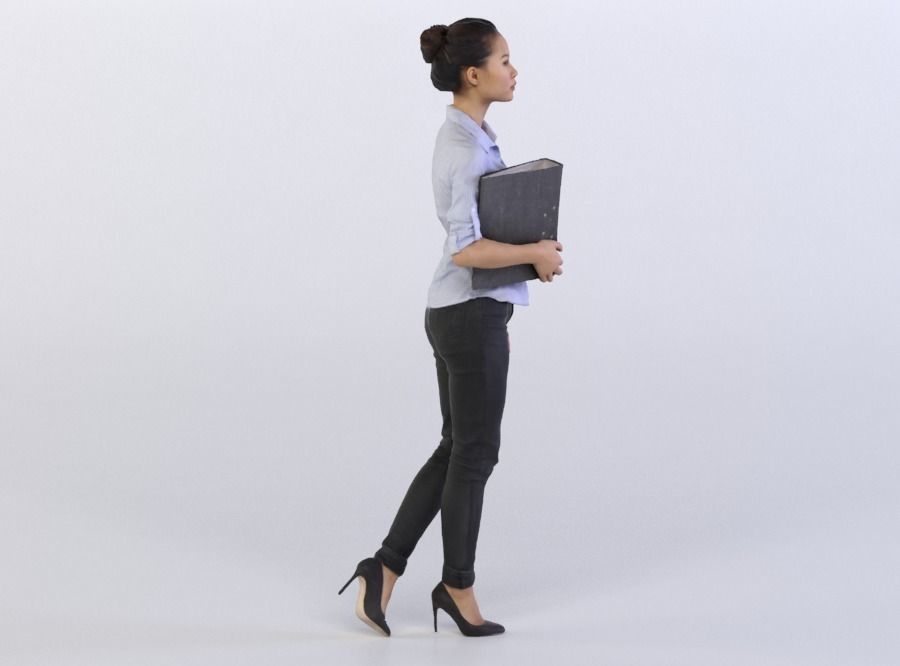 Mei 0314 Woman holding a folder 3D model_3