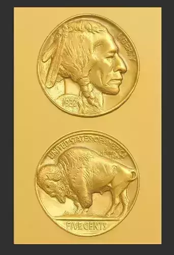 Native American coin Relief for3D Printing 3D print model