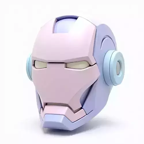 Iron Man Pastel Cybernetic Helmet 3D Model Cute Headgear
