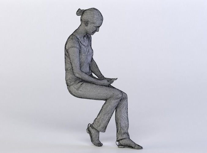 Maria 0143 Woman sitting typing on a phone