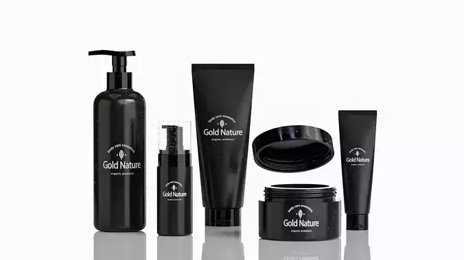 Black Plastic Cosmetic Bottle Set