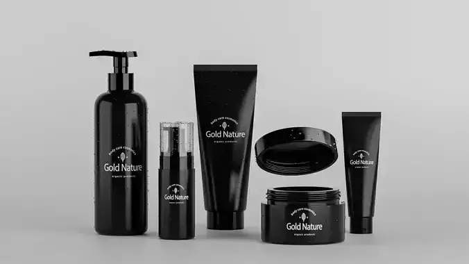 Black Plastic Cosmetic Bottle Set