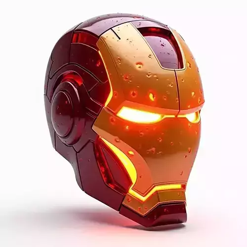 Battle Damaged Inferno Iron Man Helmet 3D Model Hero Ruin