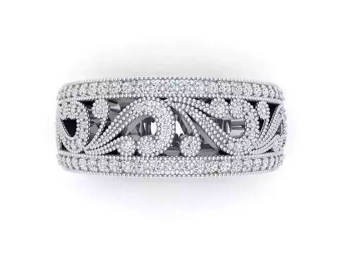 Wedding Band With Filigree Design Womens Bridal 3DM