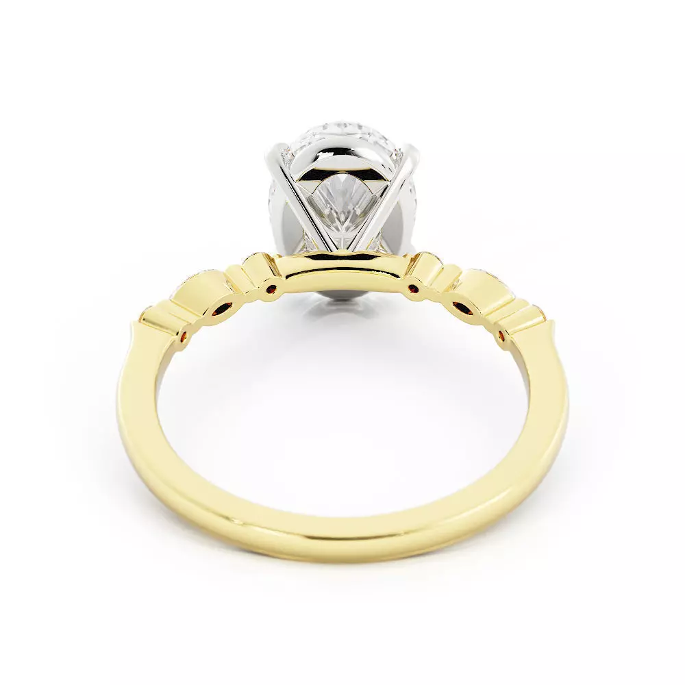 Oval Solitaire Bridal Set With separate files for wedding band  3D print model_3