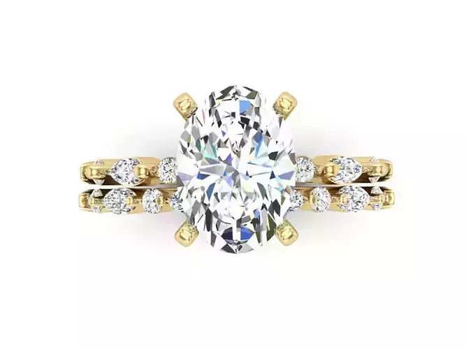 Oval Solitaire Bridal Set With separate files for wedding band 