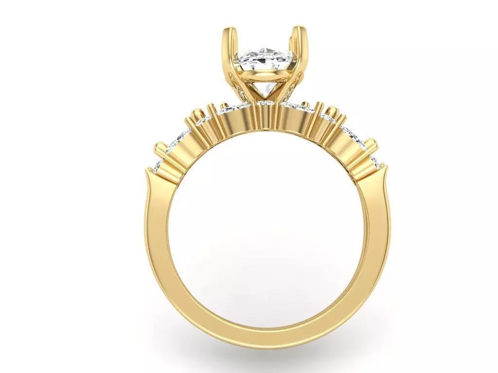 Oval Solitaire Bridal Set With separate files for wedding band  3D print model_12