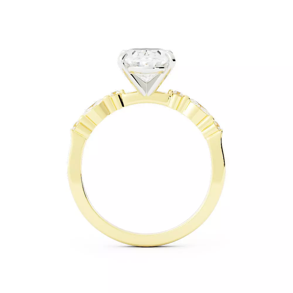 Oval Solitaire Bridal Set With separate files for wedding band  3D print model_8