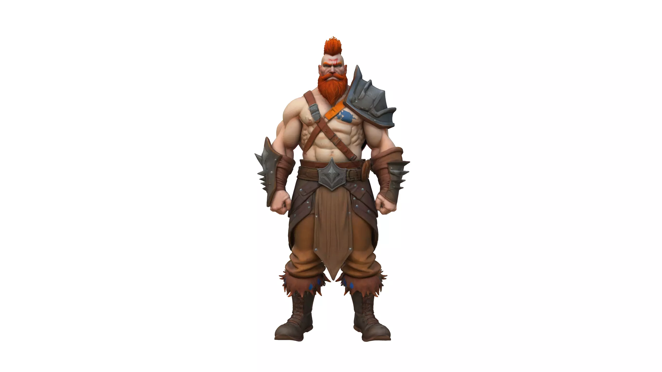 Stylized Barbarian Warrior 3D Character 3D model_1