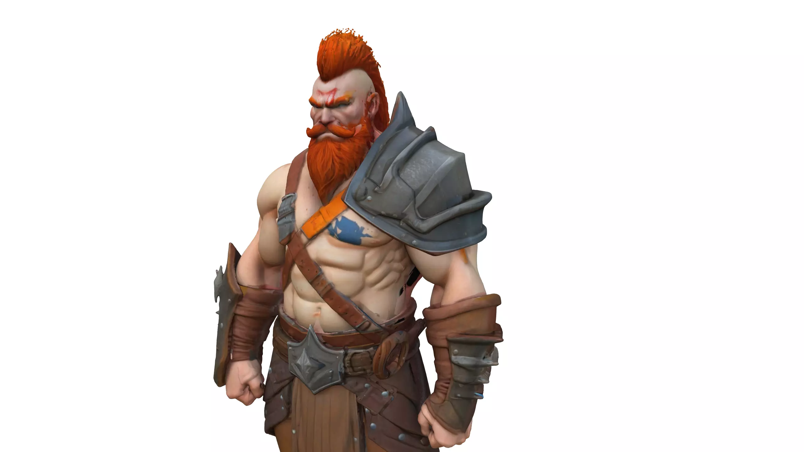 Stylized Barbarian Warrior 3D Character 3D model_6