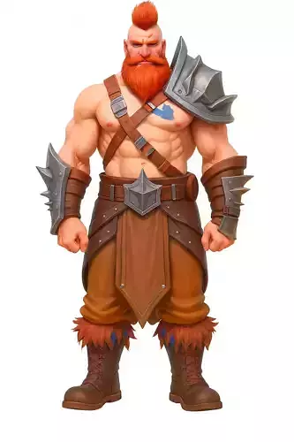 Stylized Barbarian Warrior 3D Character